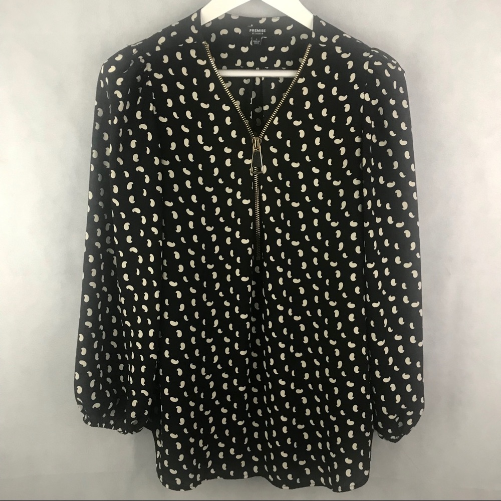 Premise Studio | Black and White Chiffon Top